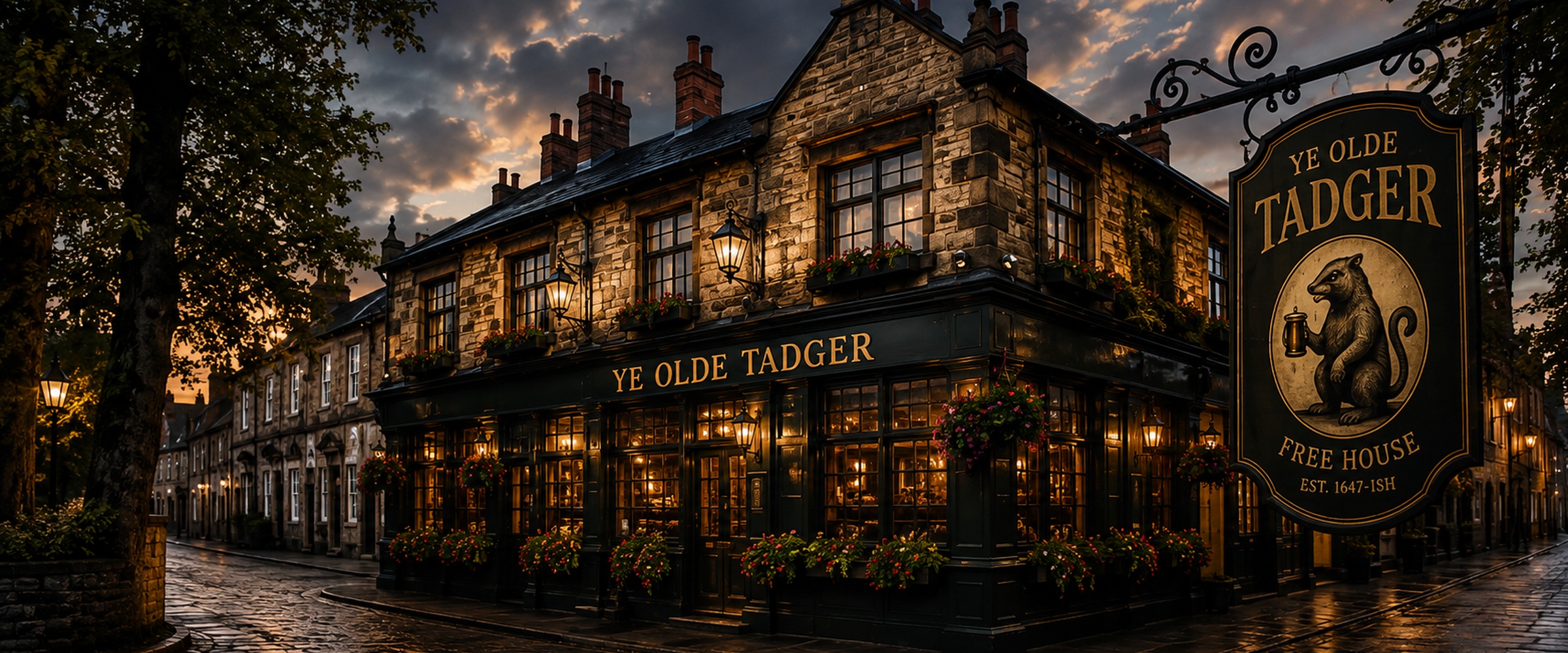Exterior of the fictional Ye Olde Tadger pub demonstrator